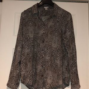 ✨Dalia Collection Black Brown Leopard Blouse